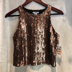 NWT Bar III Copper Sequin Crop Tank Top Size S